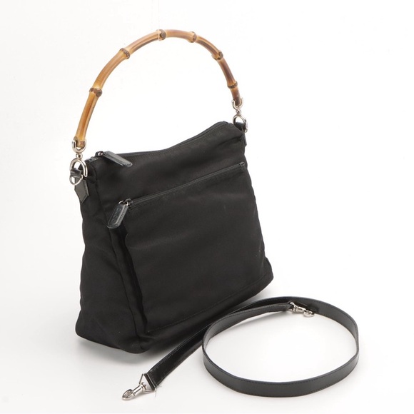 Gucci Bamboo Two-Way Handbag in Black Nylon - EUC - Picture 14 of 15